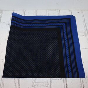 Vintage black and blue polka dot square scarf 26x26"